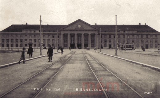 Der neue Bieler Bahnhof, um 1923