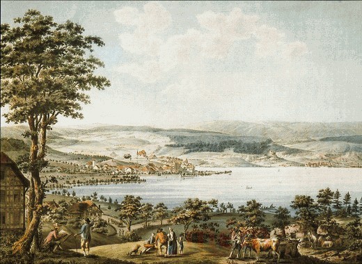 Erlach und Neuenstadt von Vinelz aus, 1792