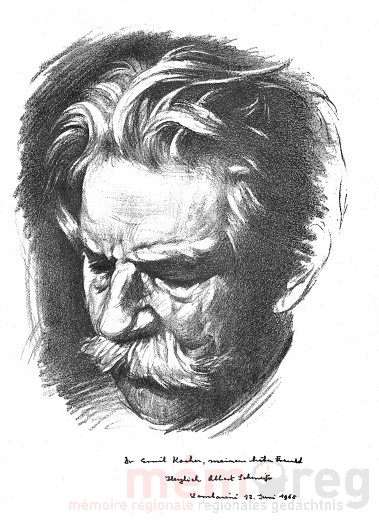 Portrait Albert Schweitzers mit Widmung für Dr. Emil Kocher