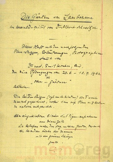 Emil Kochers Notizen zum Spitalgarten von Lambarene
