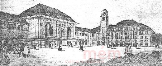 Entwurf der Architekten Schnell und Thévenaz für den dritten Bieler Bahnhof, 1917