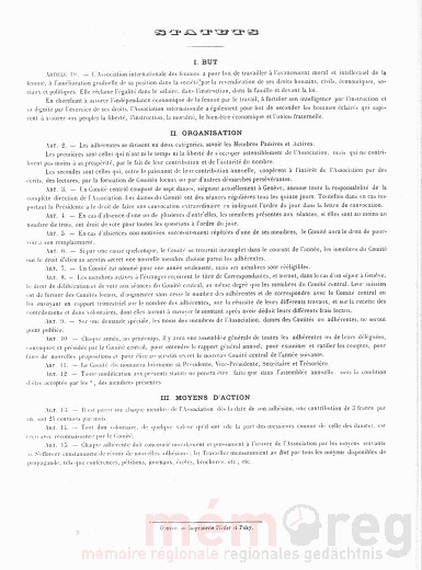 Statuten der Association Internationale des Femmes