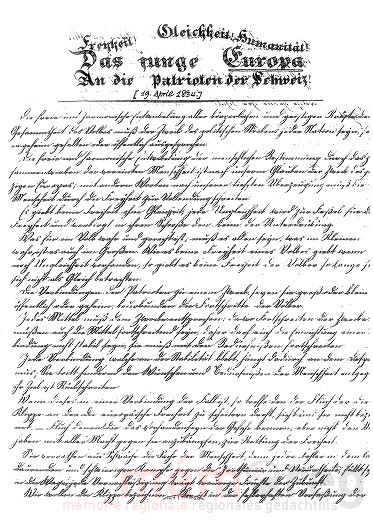 Das Gründungsdokument des Jungen Europa, 1834