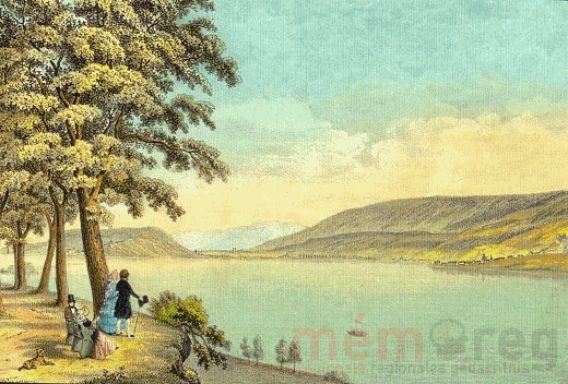 Blick von der Petersinsel auf Neuenstadt und den Bielersee