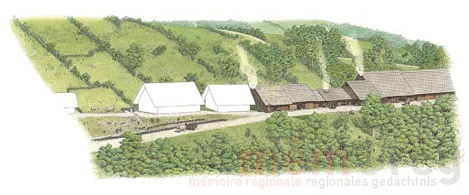 Häuserzeile im Unterdorf von Petinesca (Studen-Vorderberg), erste Hälfte 1. Jahrhundert nach Christus
