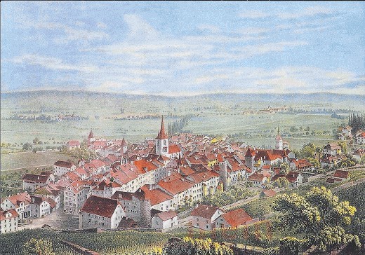 Die Stadt Biel um das Jahr 1845