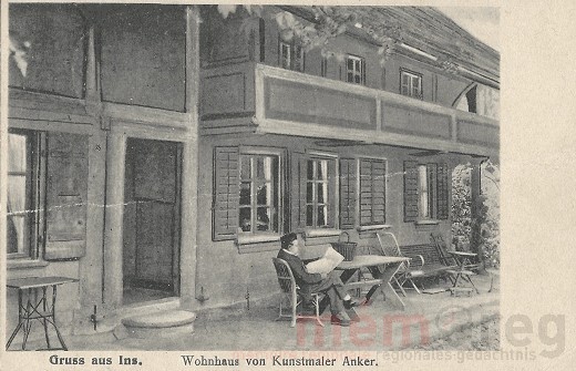 Das Wohnhaus von Kunstmaler Anker in Ins, um 1906