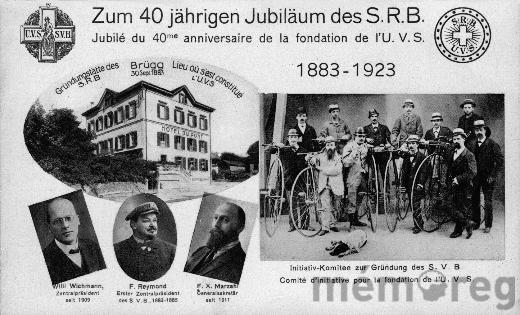 Jubiläumskarte des Schweizerischen Radfahrerbundes (SRB) von 1923
