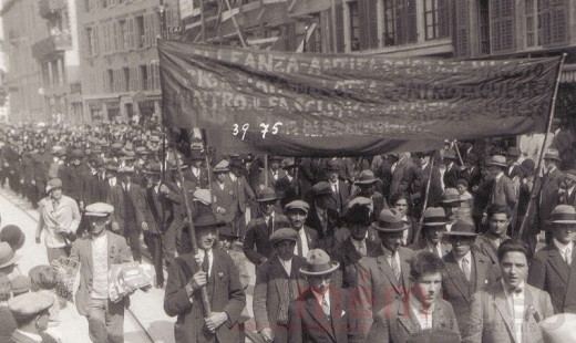 Die Aleanza Antifascista am Umzug zum 1. Mai in Biel, 1930