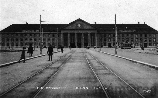Der neue Bieler Bahnhof, um 1923