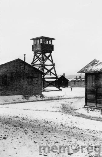 Der Wachtturm des Interniertenlagers Büren, um 1940