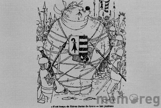 «Es ist Zeit, Bern vom Jura zu befreien» - Karikatur in der Zeitung «Le Jura libre», 1970