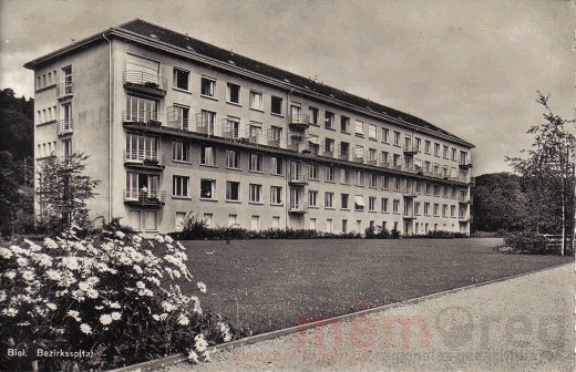 Das Bezirksspital in Biel, um 1948