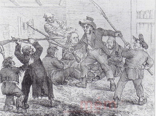 Luzerner Landsturm und gefangene Freischärler, 1845