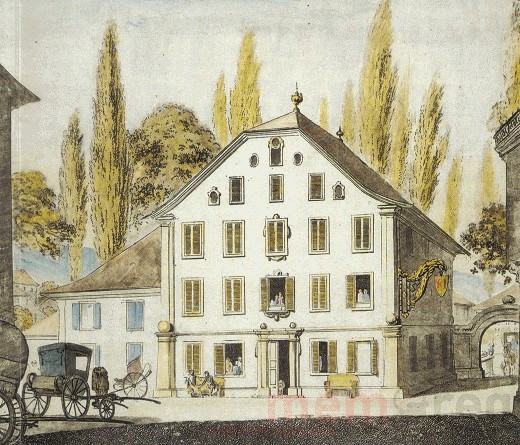 Der Gasthof Stadthaus in Nidau, um 1811