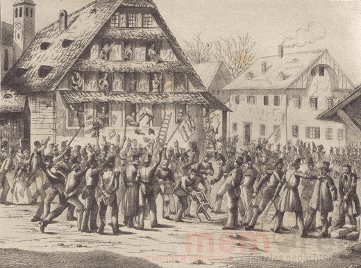 Truppen der eidgenössichen Armee in Malters, 1847