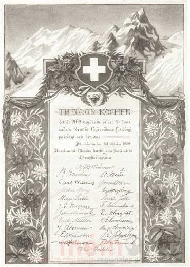 Der Nobelpreis für Medizin für Theodor Kocher, 28. Oktober 1909